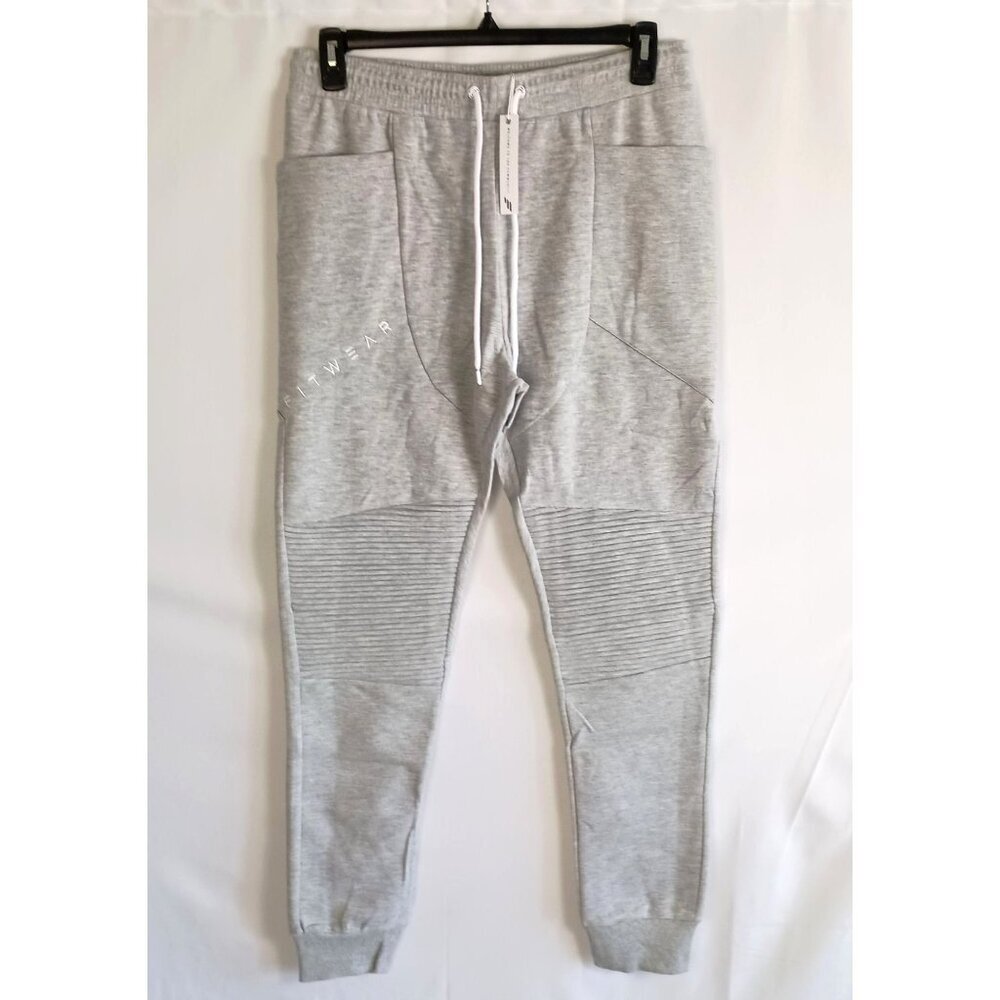 Fitwear Womens Biker Joggers XL Light Gray Drawstring Waist Tapered Leg NWT